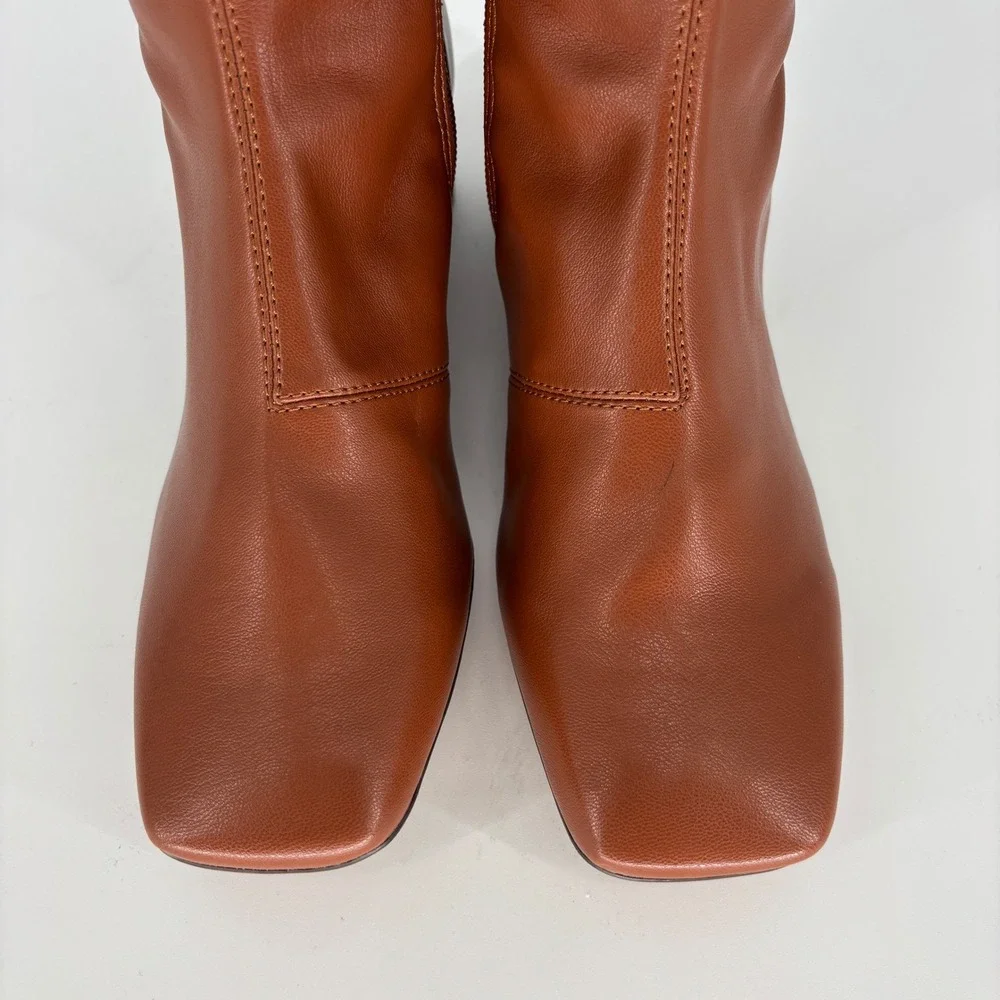 Franco Sarto Novara Over the Knee Square Toe Boots Acorn Brown Tan Women Size 6